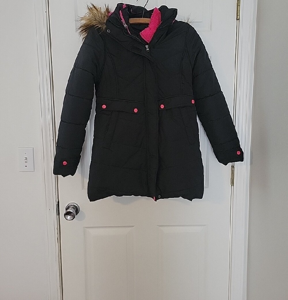 Weatherproof Girl's Black/Hot Pink Teddy Jacket XL